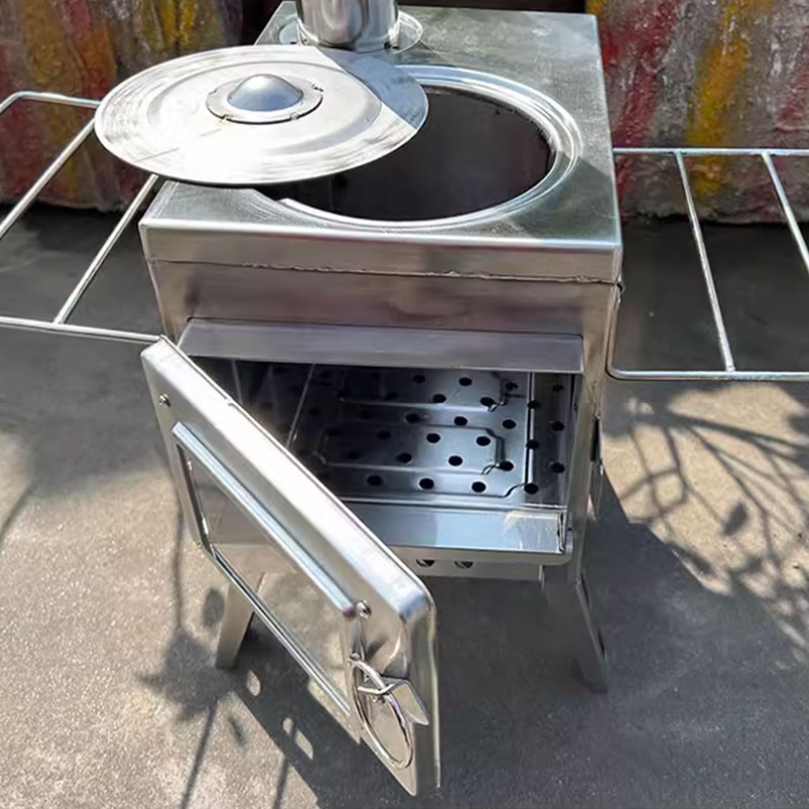 Stufa A Legna Economica in Acciaio Inox Stufe A Legna da Interno Livello di Calore Regolabile Stufa A Pellet per Giardino Campeggio Esterni Tenda, per Esterni