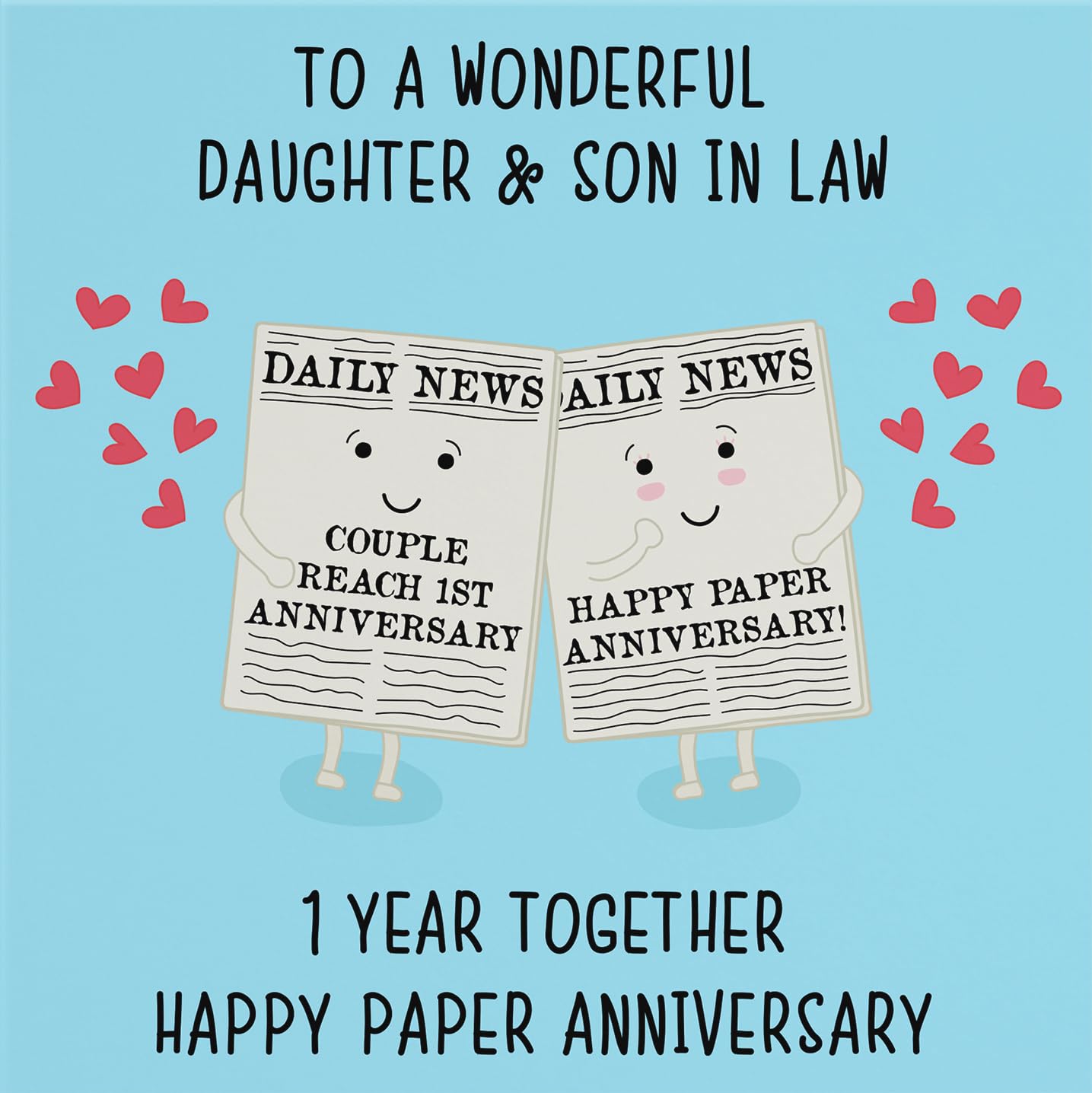 Hunts England, Daughter And Son In Law 1st Anniversary Card, Fun Cute Anniversary Card, 1 Year Together - Image 2