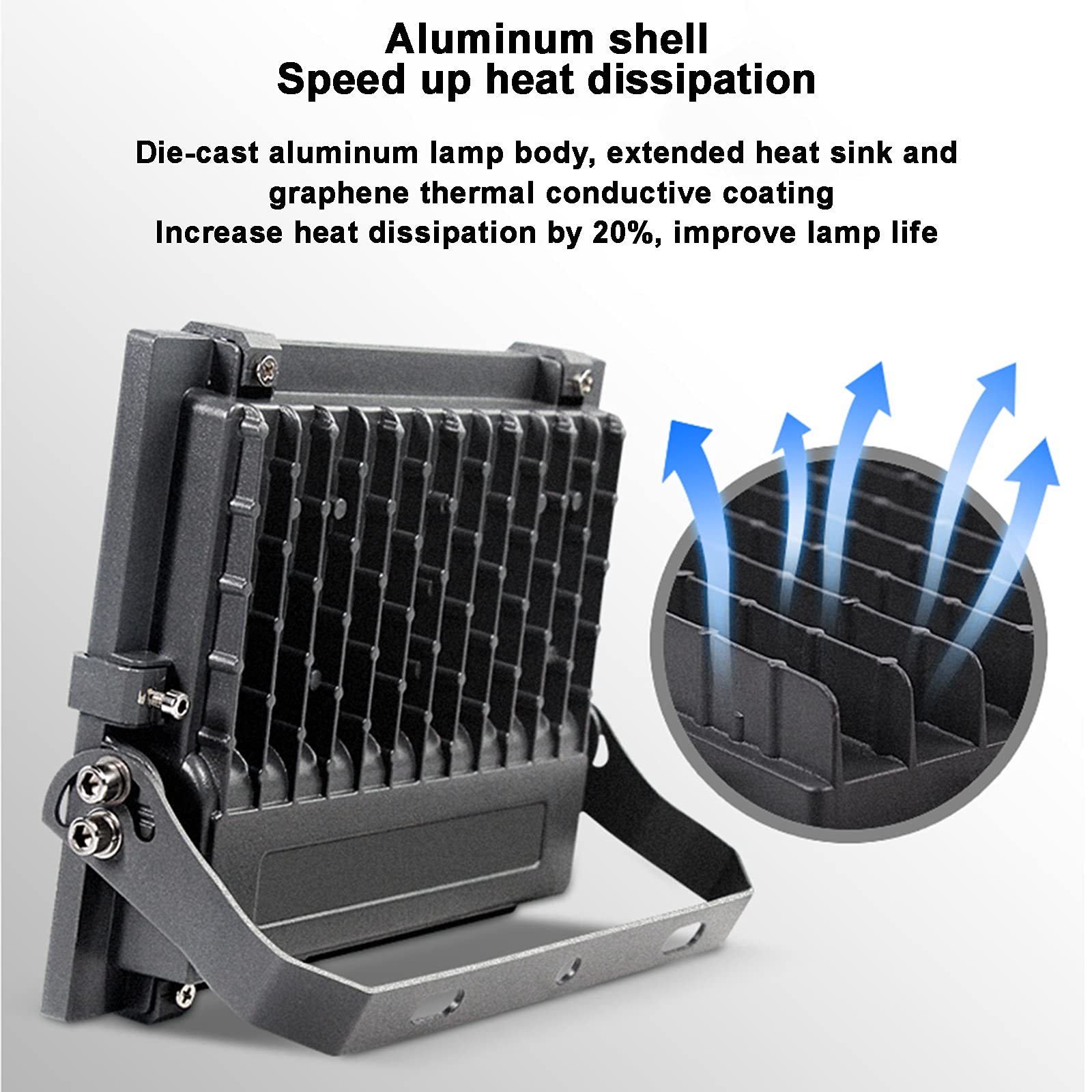 Foco LED exterior de 30-300 W, IP67, 6500 K, luz blanca, ultrabrillante, bajo consumo, 3900-39000 lm(50W)