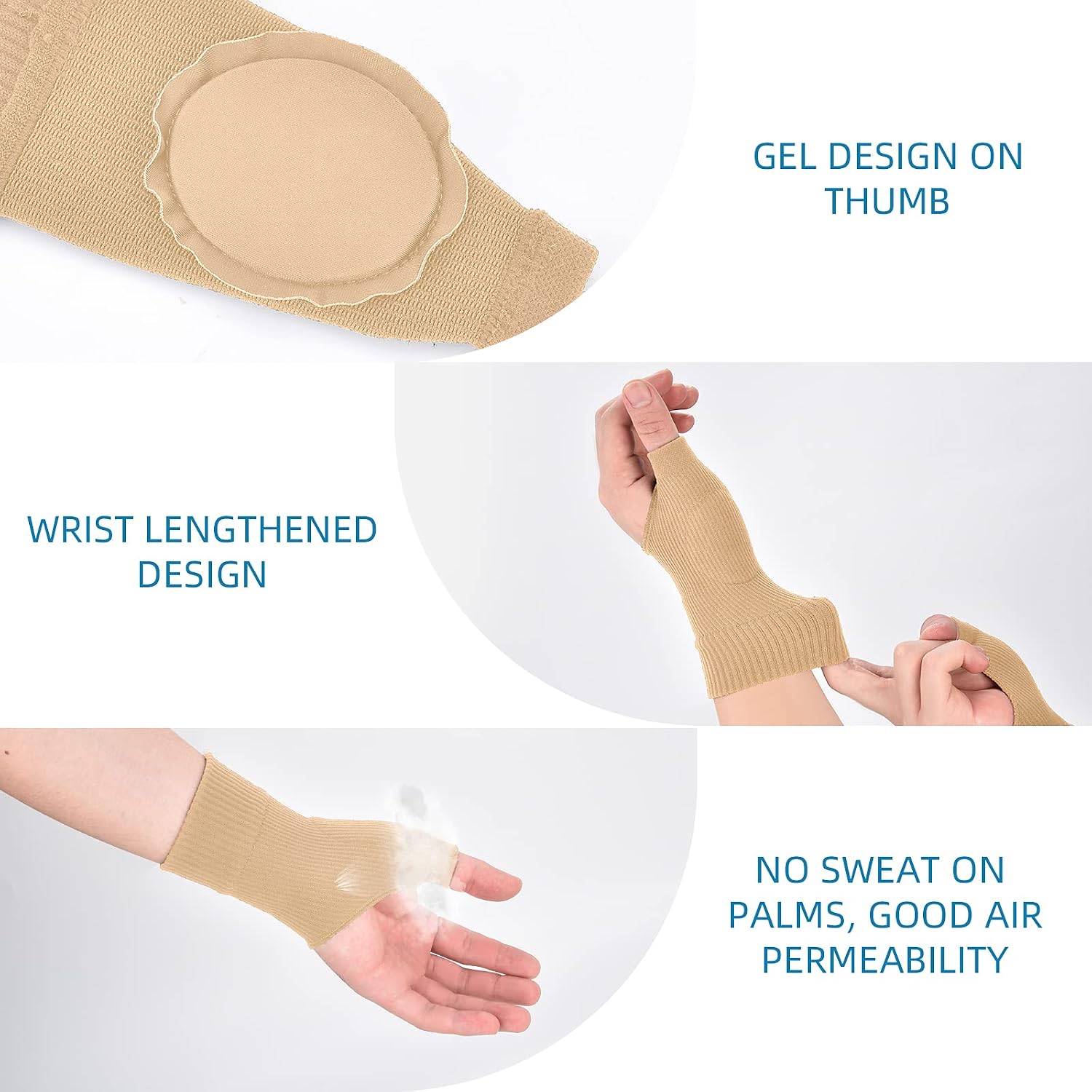 Gel Thumb Wrist Support Brace, Breathable Compression Arthritis Gloves for Thumb Arthritis, Carpal Tunnel, Tenosynovitis for Men and Women Fits Both Hands, L