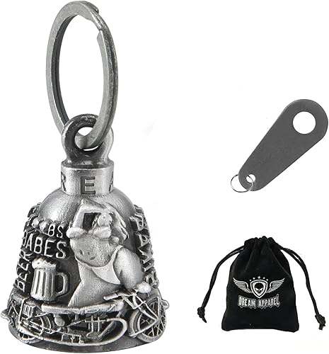 Miniatura 36 de Dream Apparel Campanas de motocicleta para motociclistas, accesorios de campanas pesadas y llavero para la suerte