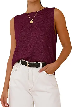 BTFBM Women's Sleeveless Sweater Vest 2025 Summer Crew Neck Ribbed Knit Lightweight Pullover Casual Loose Fit Tank Tops