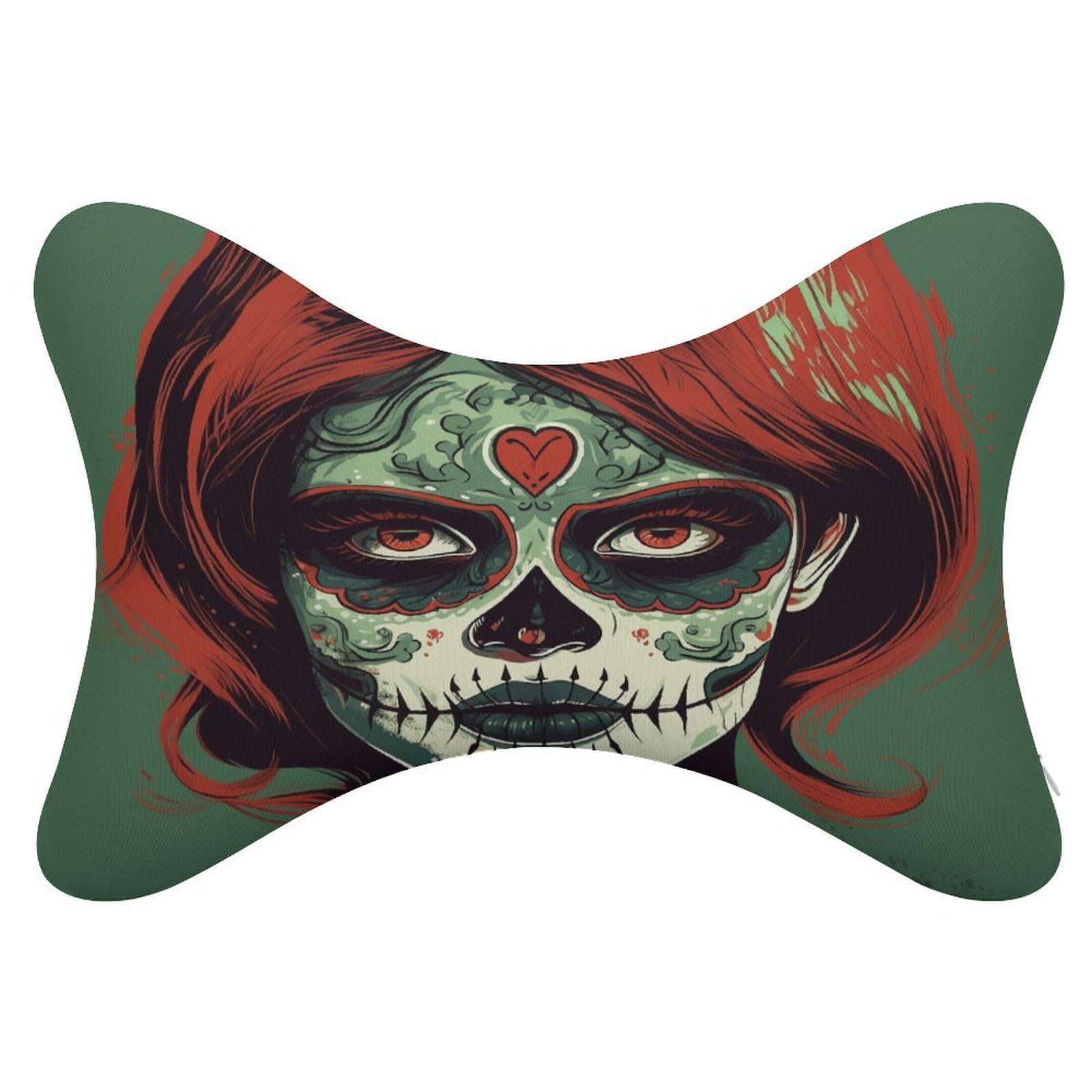 Adfgyerh Style Skull Makeup Pillow ，Memory Foam Pillow Core，Cushion,Provide Neck Support，Car Pillows For Travel Car Seats And Home Offices.