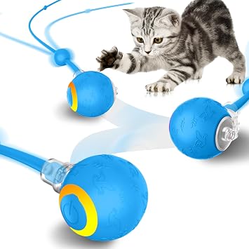 Smart Interactive Cat Dog Toys, Automatic Pet Toys for Bored Indoor Cats and Dogs, Motion Activated, USB Rechargeable, Christmas Pet Birthday Gifts Blue