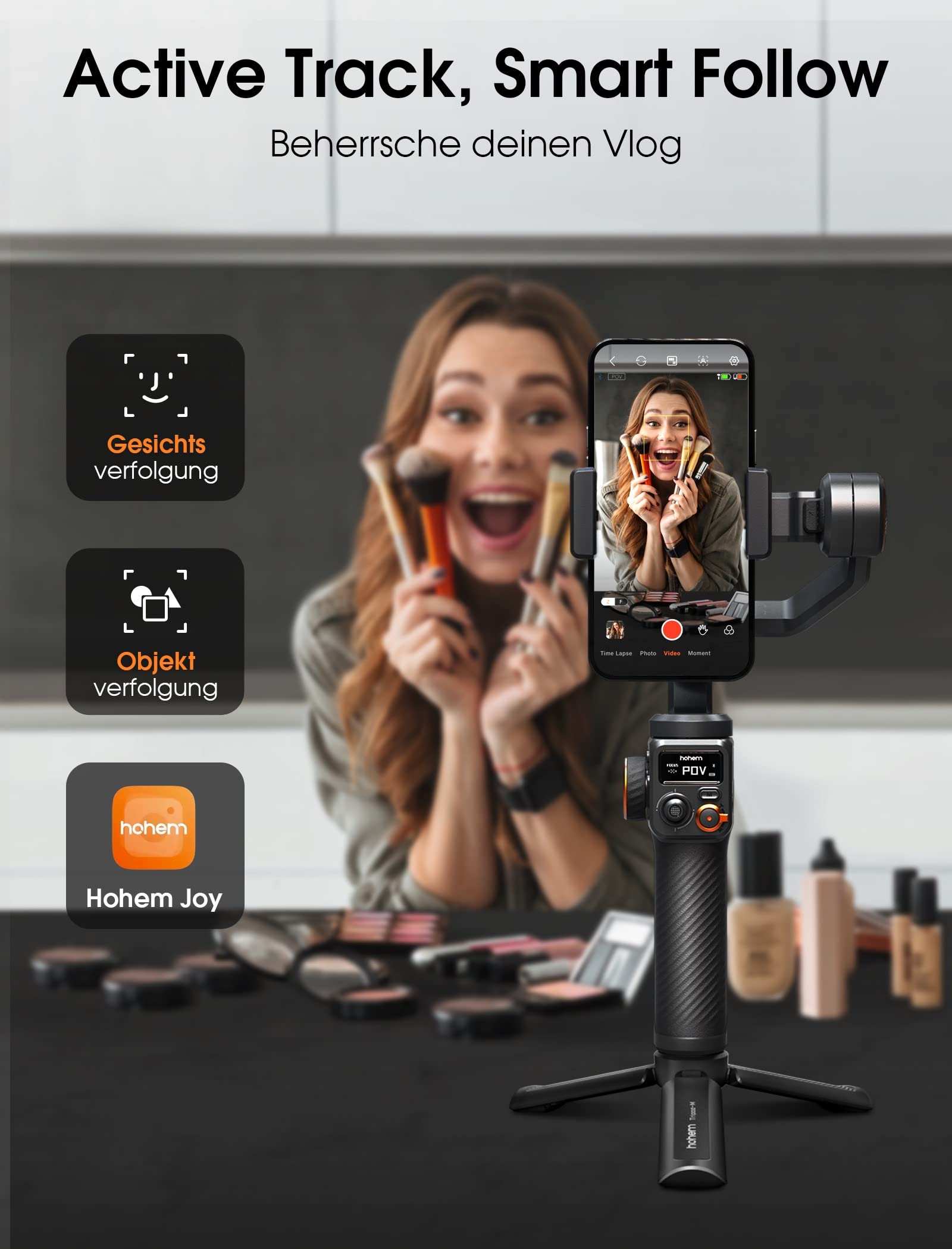 hohem iSteady M6, Gimbal Smartphone, 3-Achsen Handy Stabilisator | für iPhone 15/14/13/12 Pro Max & Android, 360° Rotation, OLED-Display, 400g Zuladung, Handy Gimbal für Volgging