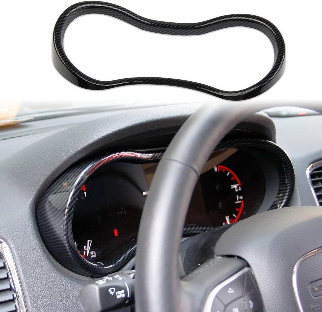 Carbon Fiber Dashboard Meter Panel Frame Cover Trim Interior Decoration Accessories for Dodge Durango 2014-2020