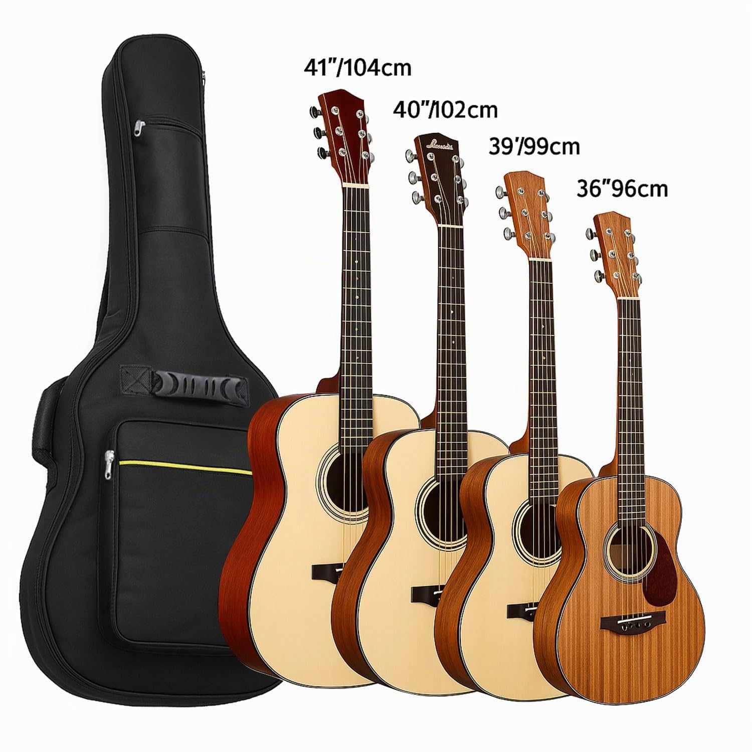 OcioDual Custodia Chitarra Classica, Custodia Chitarra Acustica, Zaino con Tasca Esterna e Maniglia per il Trasporto, Imbottita, Base in gomma, Morbida Borsa Zaino Nylon Tracolle, Nero