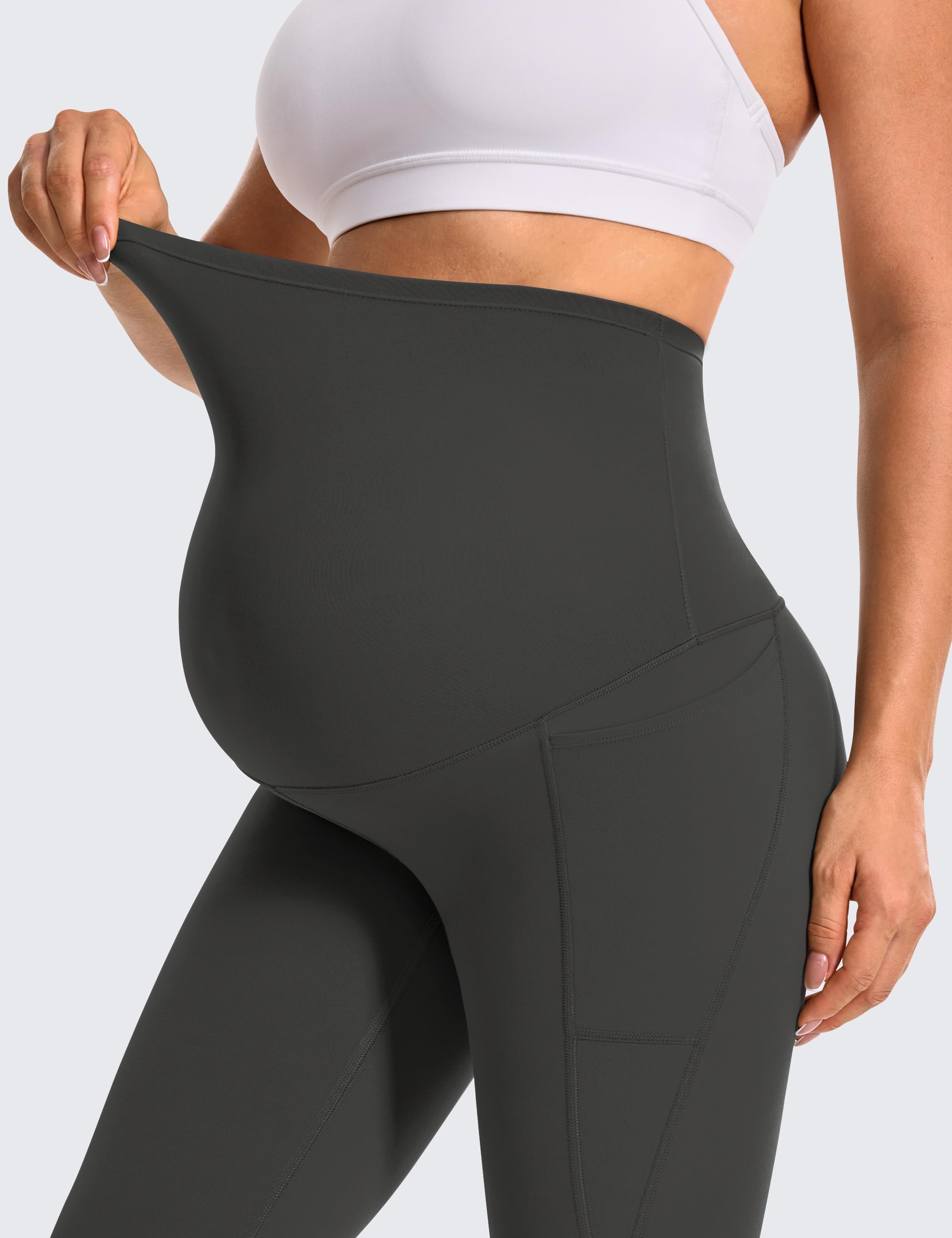 BAYDI Clouduxi Umstandsleggings mit Taschen über dem Bauch, 63,5 cm, butterweich, Yoga, Workout, aktive Schwangerschaftshose