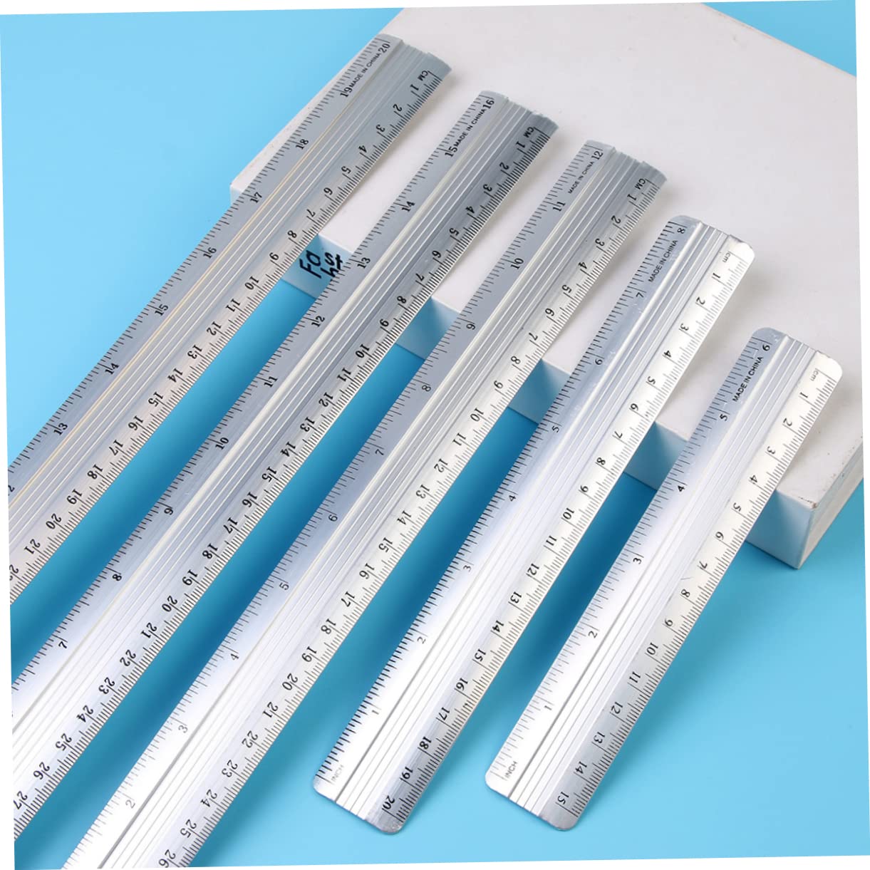 Uonlytech Set Di 30 Righelli in Metallo Da 15 Mm A 50 Mm Righello Metrico Set Di Cancelleria Per Studenti Strumento Compatto Per Studenti