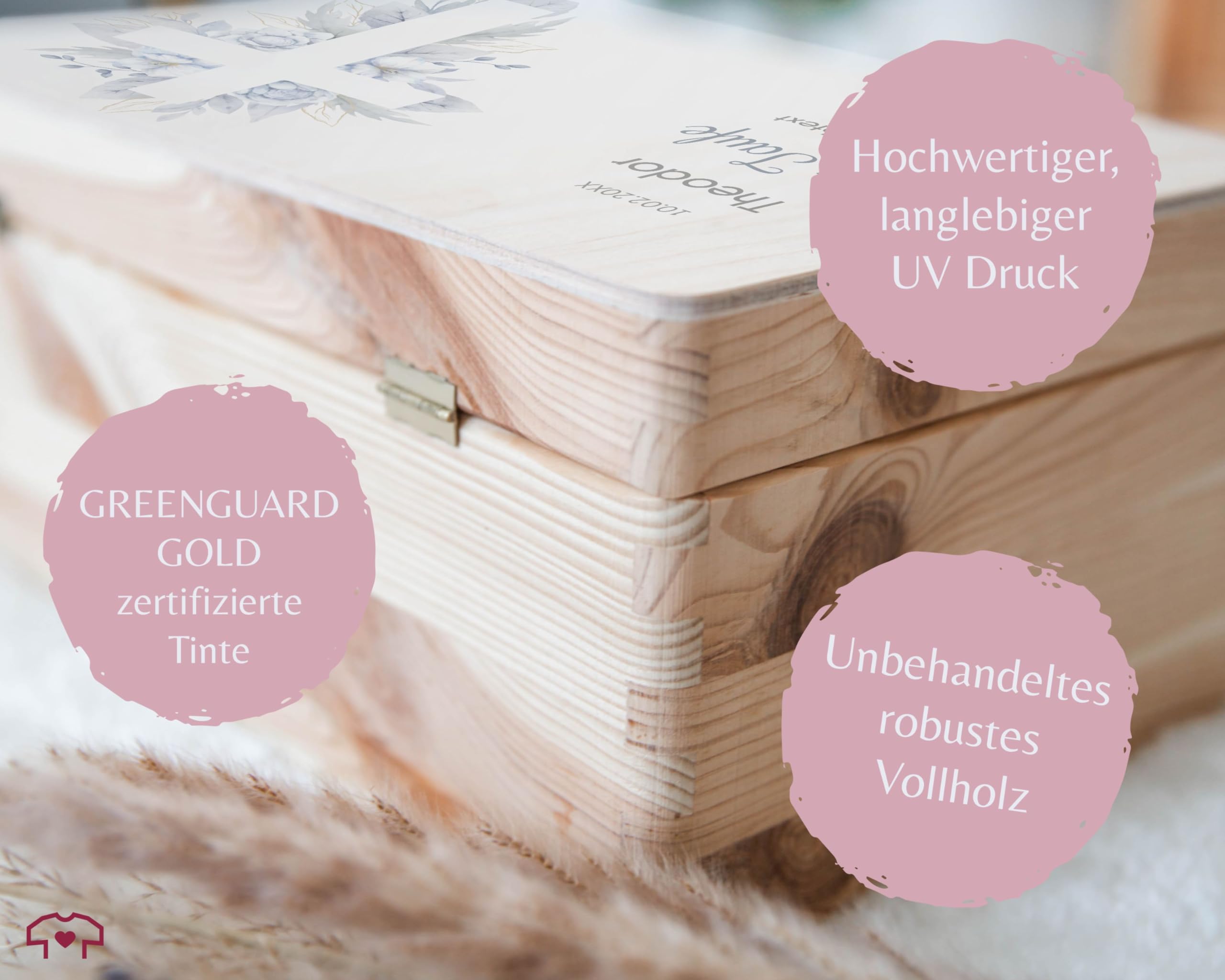 Holz Erinnerungsbox Baby Geschenkbox Holzkiste Baby - Geschenk Taufe | Taufgeschenk Box | Kiste Erinnerungen Taufe. | Box für Taufkarten - 30 x 20 x 14 - Holz - verpackung zur