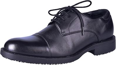 DDTX Mens SRC Anti-Slip Work Shoes Chef Shoes EH Protection Uniform Dress Shoes Lace Up Black