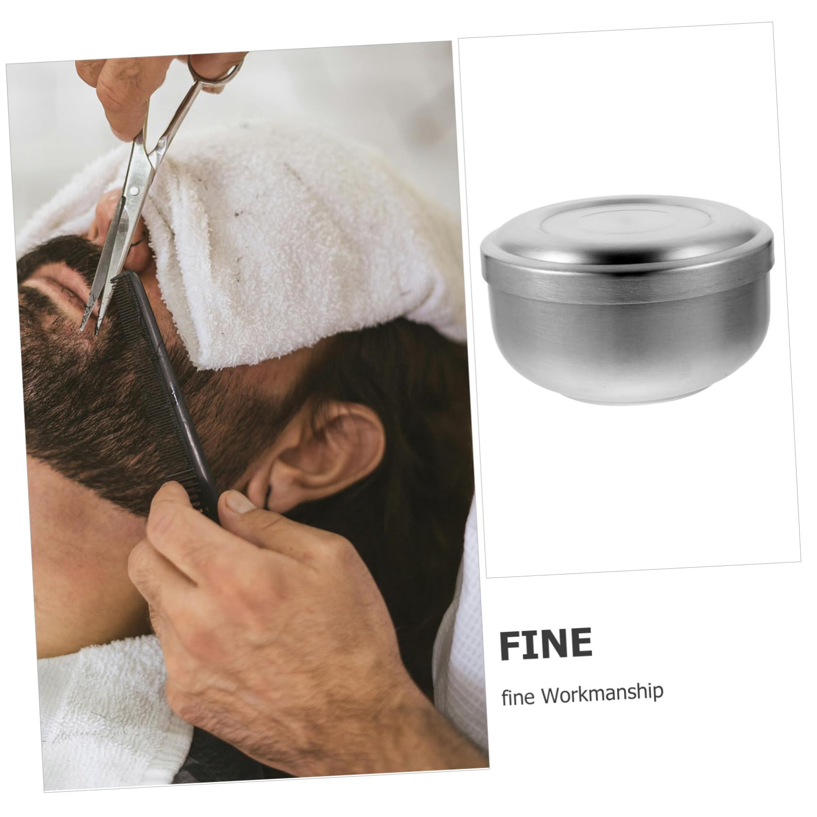 NOLITOY 4piezas Tazón De Afeitar Inoxidable Con Tapa Para Jabón De Afeitar Práctico y Duradero Para Hombres Casa o Barbería Plateado