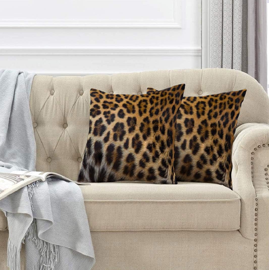 WAYATO Leopard Throw Pillow Covers Body Cushion Rectangle Pillow Cover Beautiful Leopard Pattern Print Abstract Africa Animal Couch Pillow Cover for Living Room 16 x 16 Inch Set of 2 Brown