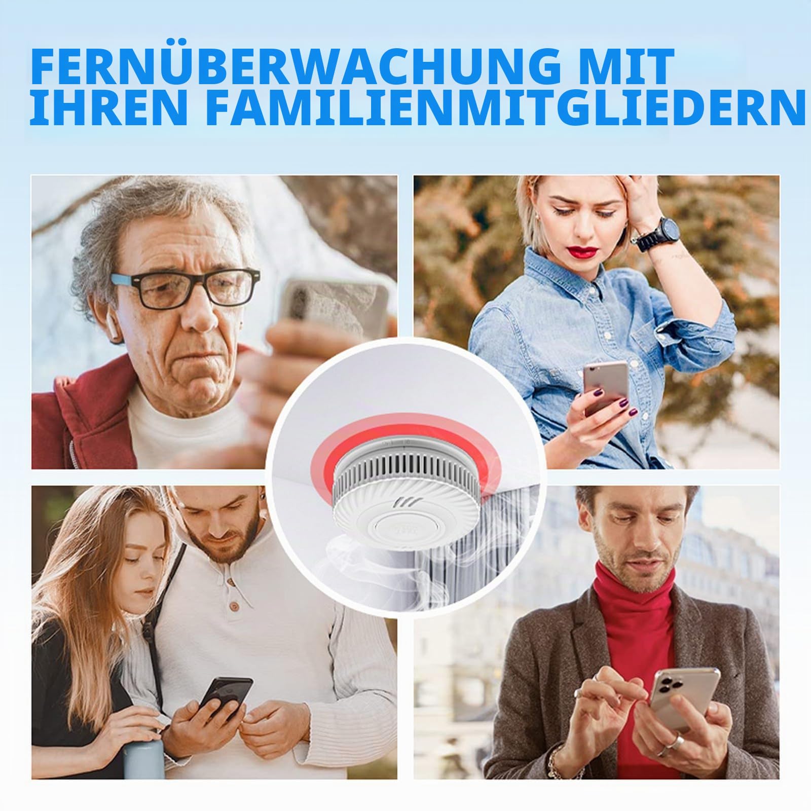 Smart Rauchmelder,WLAN-Rauchmelder, kompatibel mit Tuya/Smart Life APP，Kein Gateway erforderlich ，85 dB Warnsignal, vernetzter Mini-Rauch- und Feuermelder,S100B-CR-W (4er Pack)