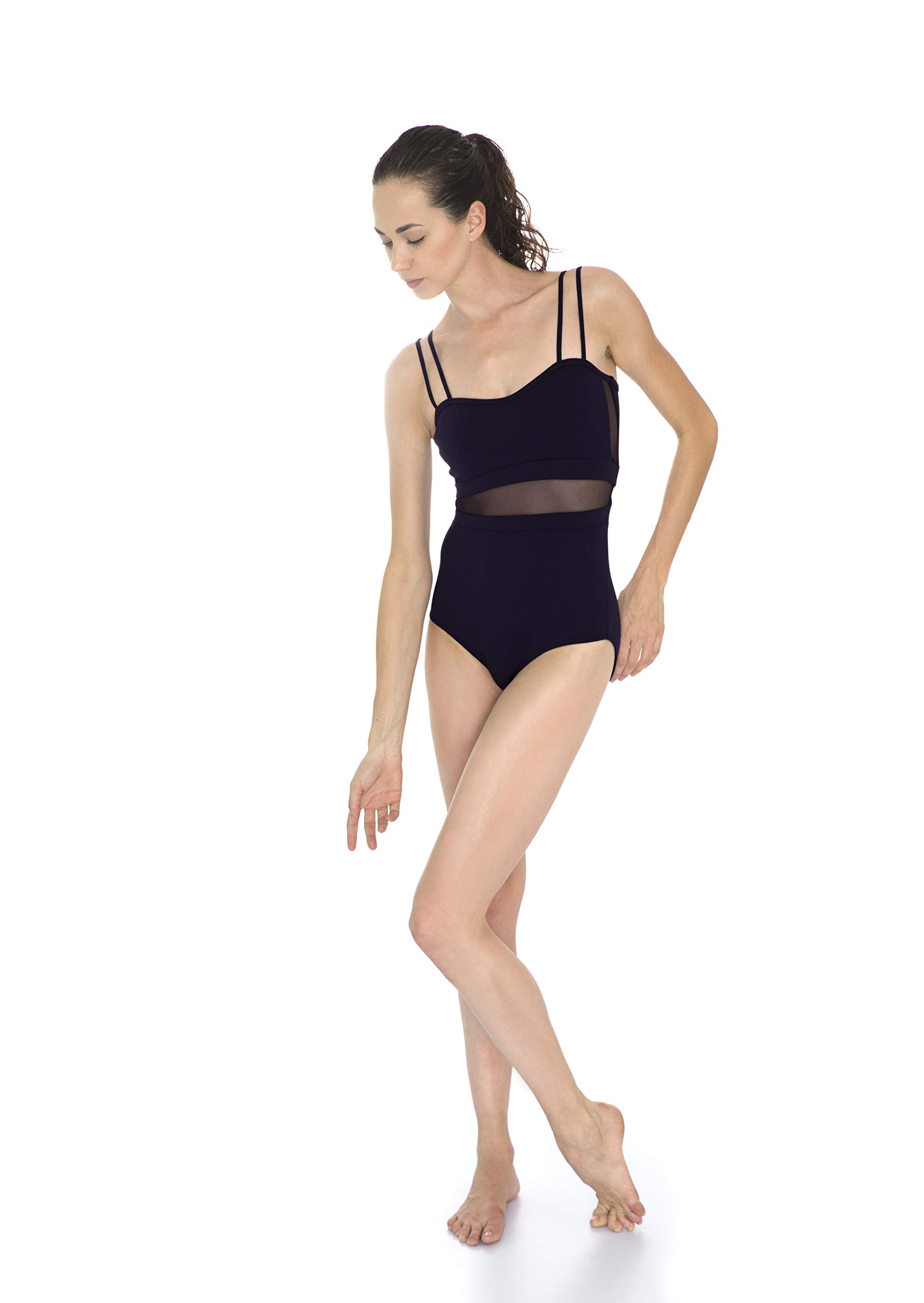 Mitzuko - Maillot de ballet para mujer con tirantes finos, color negro, talla S