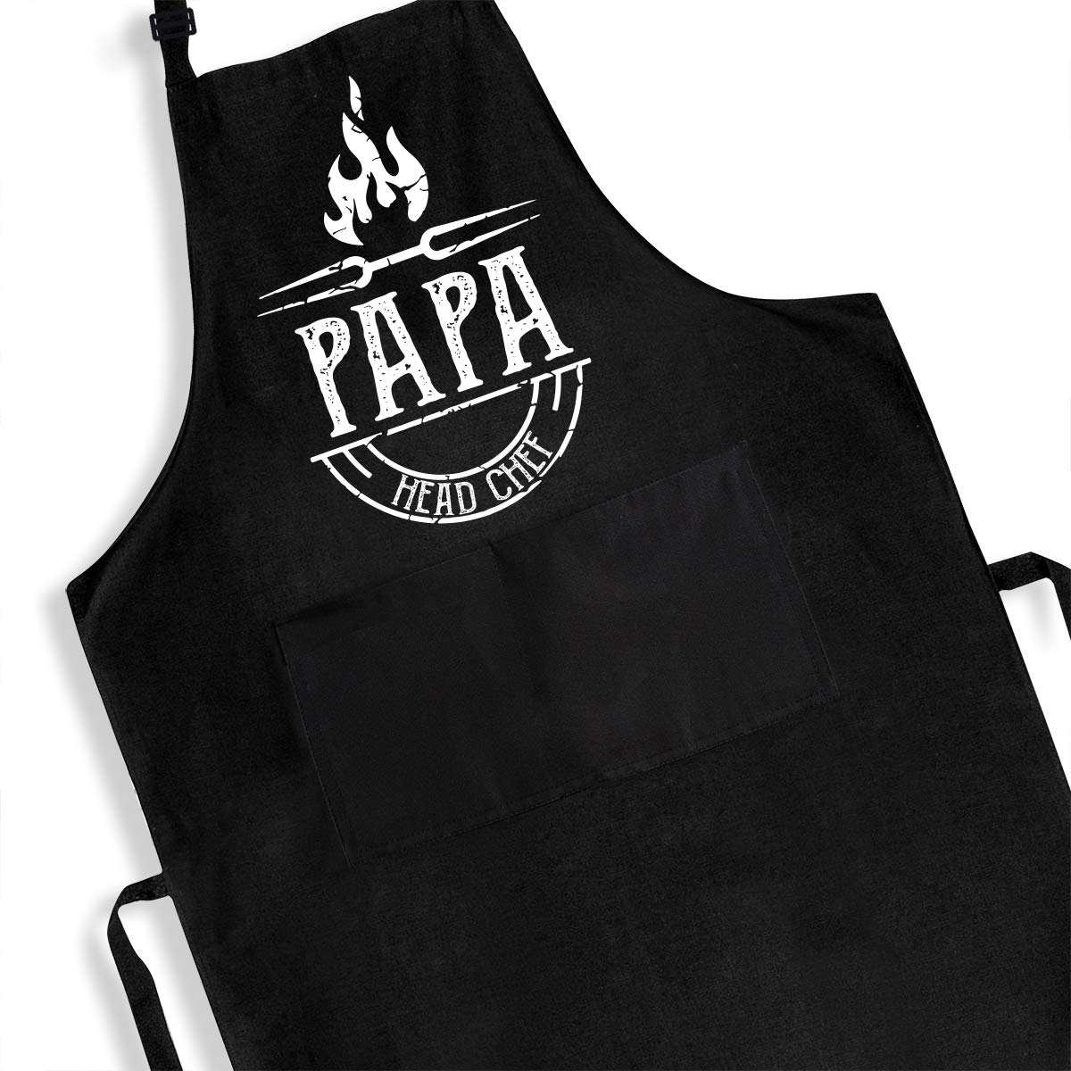 Papa BBQ prezent - fartuch taty do grillowania zabawny od wnuków żony - zabawny czarny regulowany fartuch na szelkach wodoodporny z kieszeniami - fartuch kuchenny do grillowania prezenty