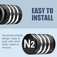 Vista 4 de Tapones para vástago de válvula de neumático, paquete de 5, tapa de aire de neumático N2, metal nitrógeno con forro de plástico, resistente a