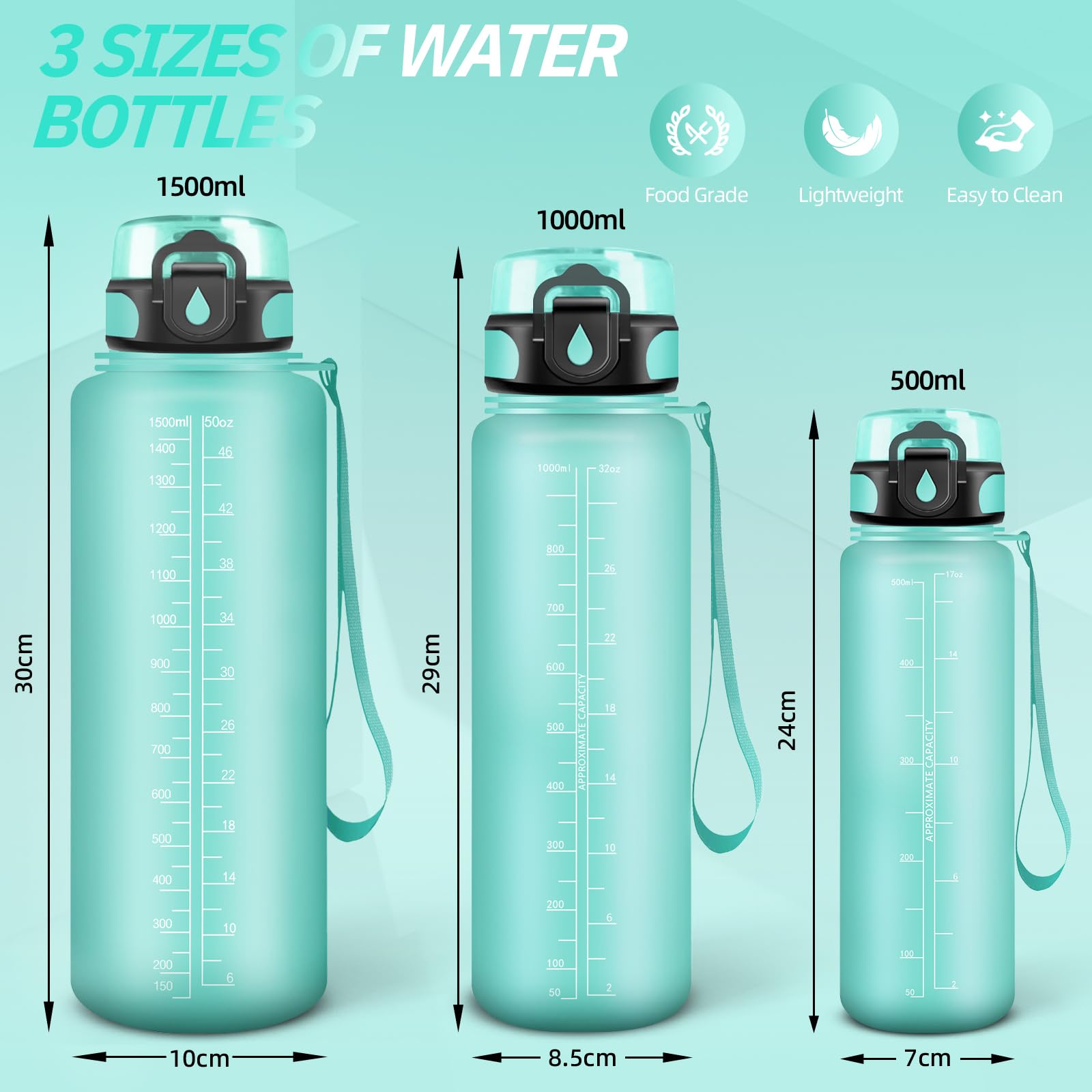 Gourde- 1L - Gourde Sport Anti Fuite Facile à Nettoyer Gourde