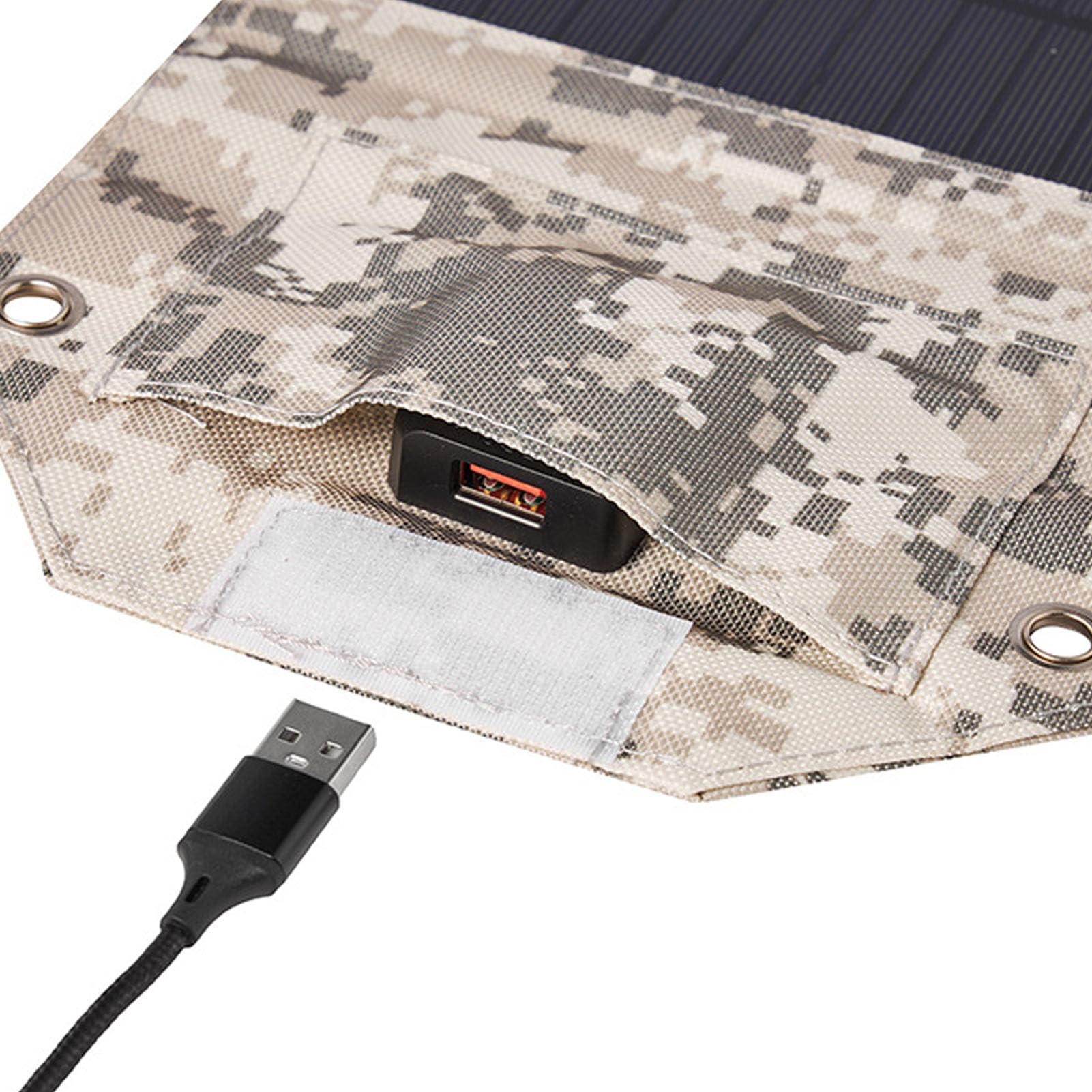 EMUKOEP Caricatore a Pannello Solare Portatile da 28 W con Porta USB per Smartphone, Tablet Caricatore Solare Durevole per Emergenze All'aperto (Camuffare)