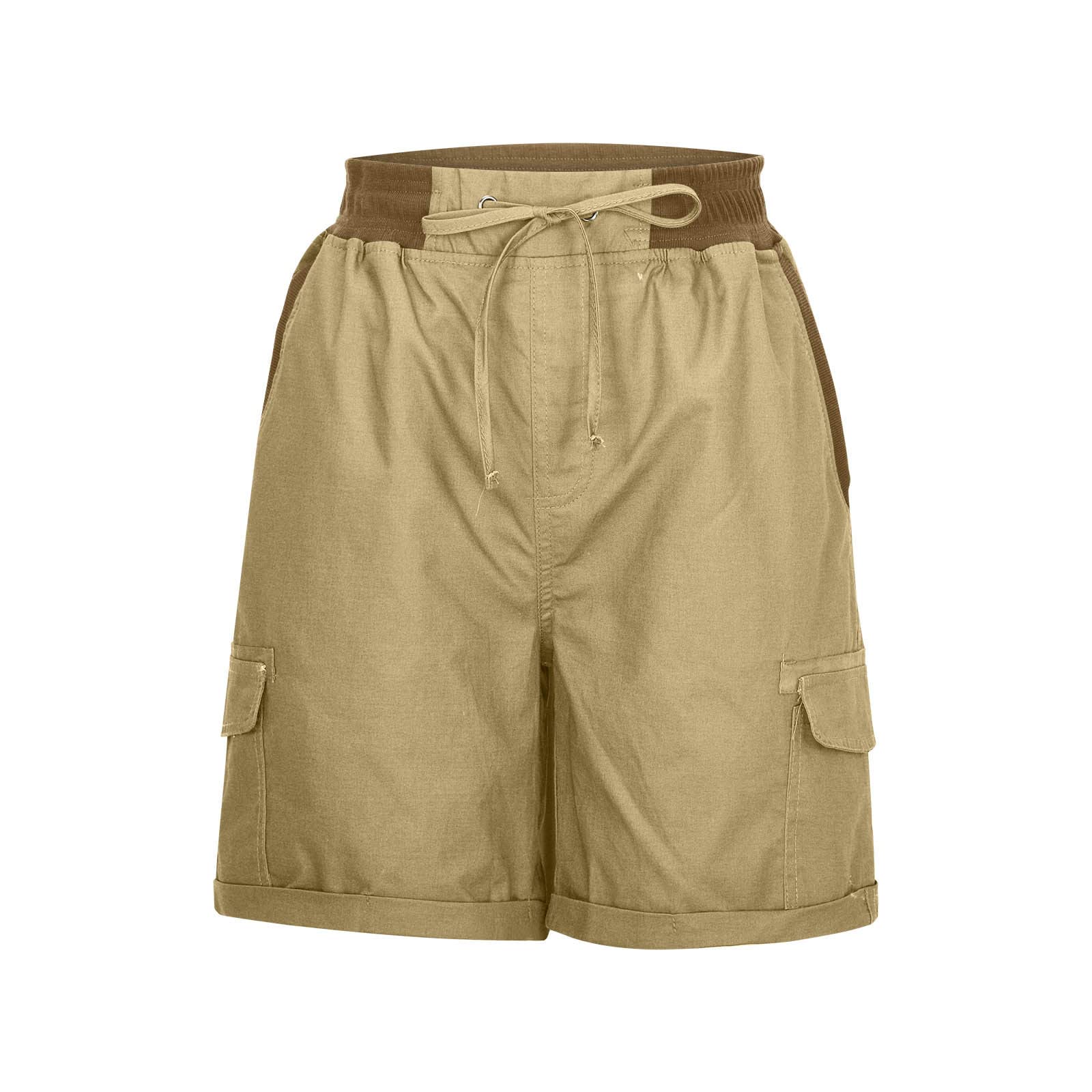 XUNRYAN Cargo Shorts Womens Summer Running Athletic Workout Short Cargo Pants Elastic High Waisted Hiking Bermuda Shorts