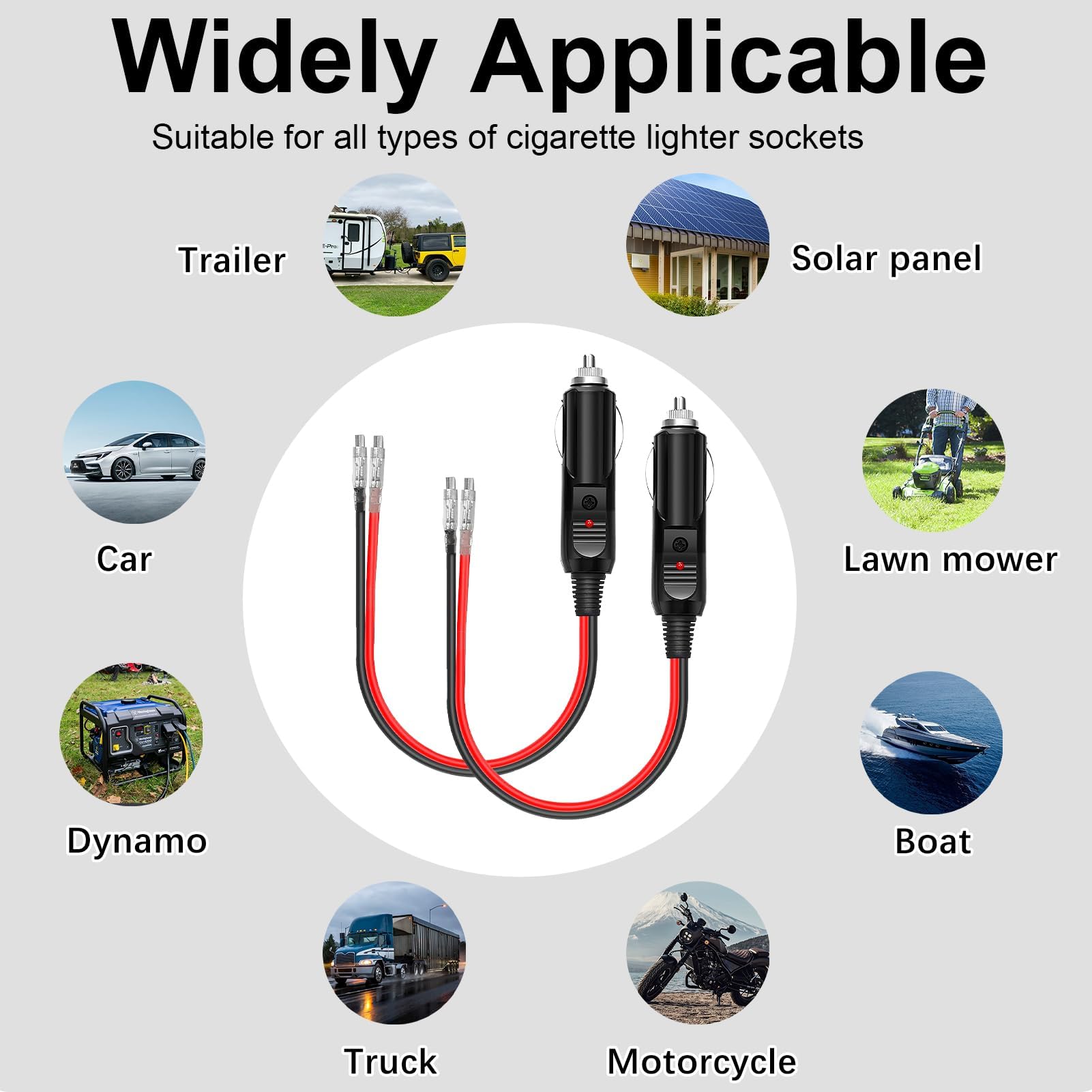 2Pz Encendedor de Cigarrillos Plug, Cable Conector Macho para Mechero de Coche de 12V-24V Enchufe de Mechero con Fusible Enchufe del Encendedor para Refrigeradores de Camiones, Reproductores de DVD