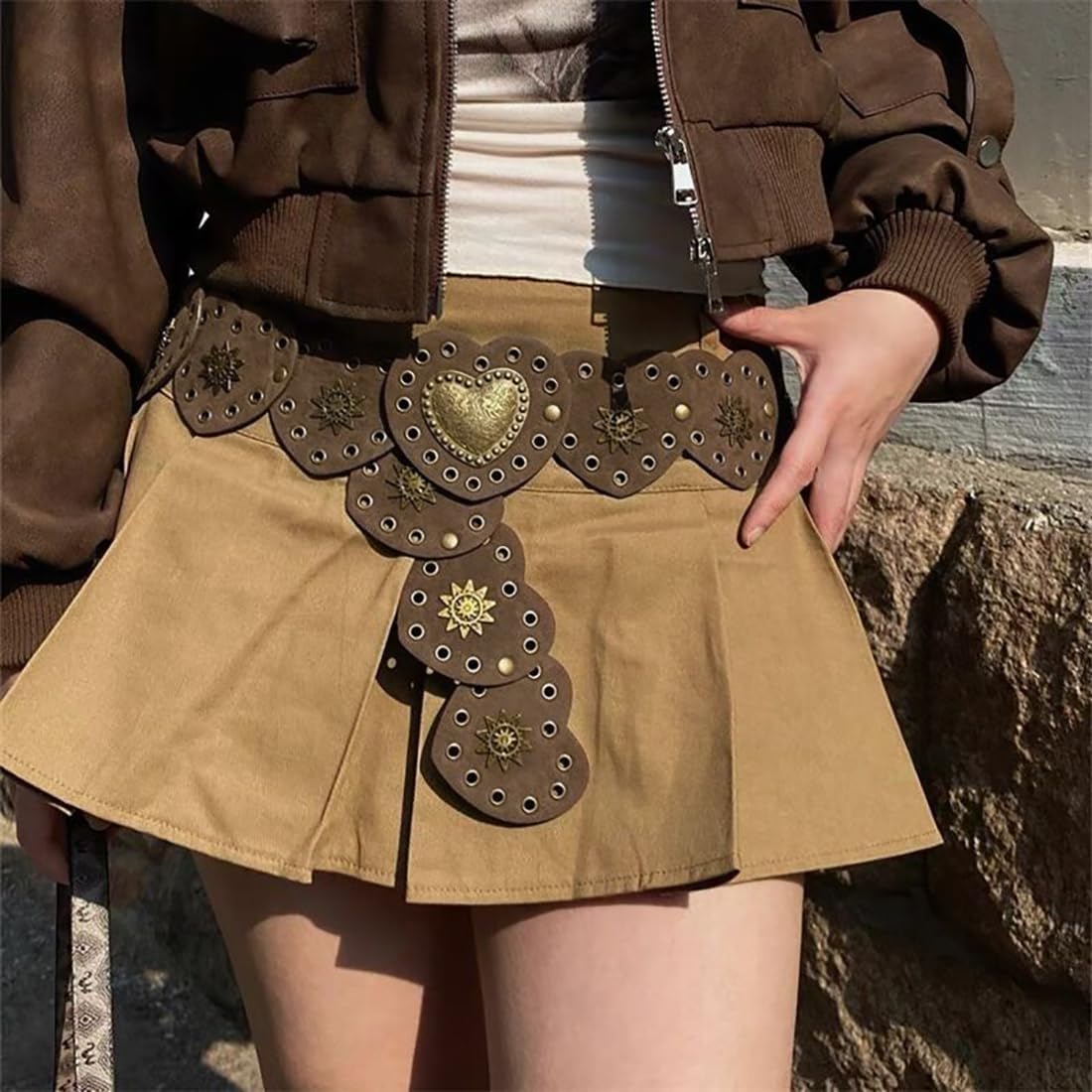 Hollow Wide Belt for Women Boho Leather Metal Buckle Concho Belt Soft Durable Western Cowgirl Waist Belts - Image 3