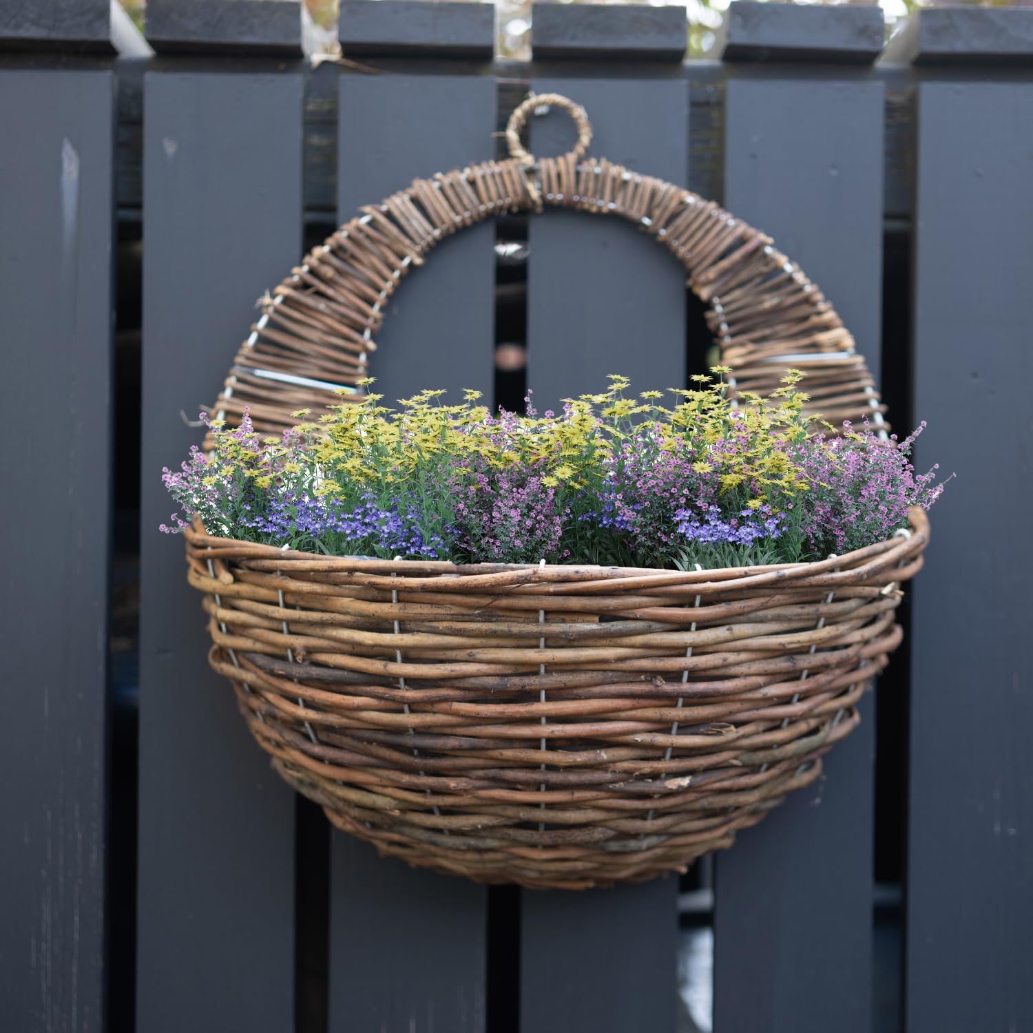 FabFinds Rattan Effect Wall Hanging Basket 31cm (1)