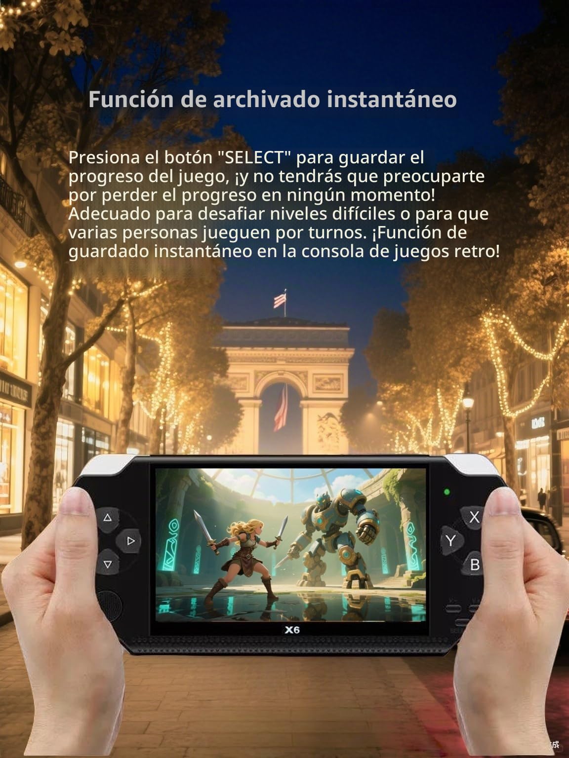 Consola de Juegos portátil Retro YHFITN de 4,3 Pulgadas: Juegos clásicos Integrados, Reproductor de Videojuegos portátil con conexión a TV, batería Recargable y expansión de Tarjeta TF. (Black)