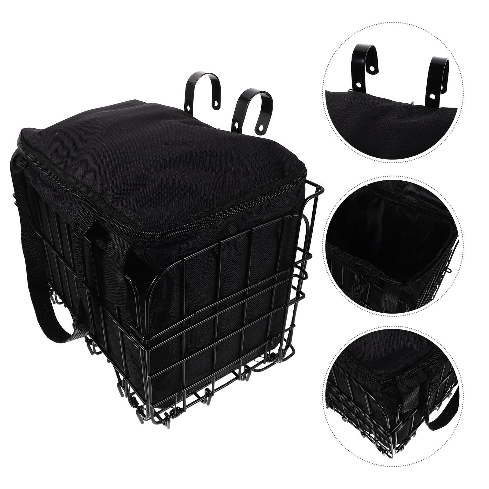 Ciieeo Cesta Negro Plegable para Metal Gran Capacidad Bicicleta