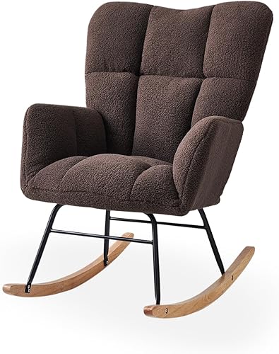 Miniatura 8 de Ugijei Mecedora para guardería, mecedora tapizada de peluche con respaldo alto, sillas modernas para guardería, sala de estar, dormitorio, oficinas