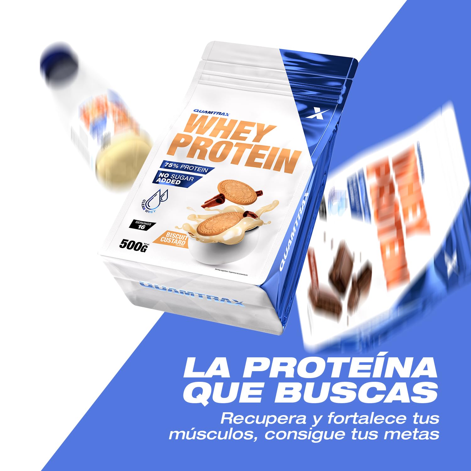 Quamtrax Nutrition - Whey Protein (Proteína de Suero de Leche) - 2 kg - Sabor Chocolate Blanco y Frambuesa - Alto contenido proteico, apoyo en el crecimiento muscular y energía
