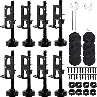 Mezchi 8 Pack Heavy Duty Adjustable Leveling Feet, Furniture Levelers, Leg Levelers with Screws, Lock Nuts and Wrench for Workbench, Cabinet, Wardrobe, Furniture, Table, Shelving Units