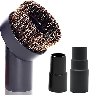 Horse Hair Vacuum Attachment 1.25'' plus 1 3/8'' to 1 1/4'' Hose Adapter | Soft Bristle Brush without Scratching Sensitive Surfaces - Vacuum Accessories for Car Detailing, Furniture, Blinds, Air Vents