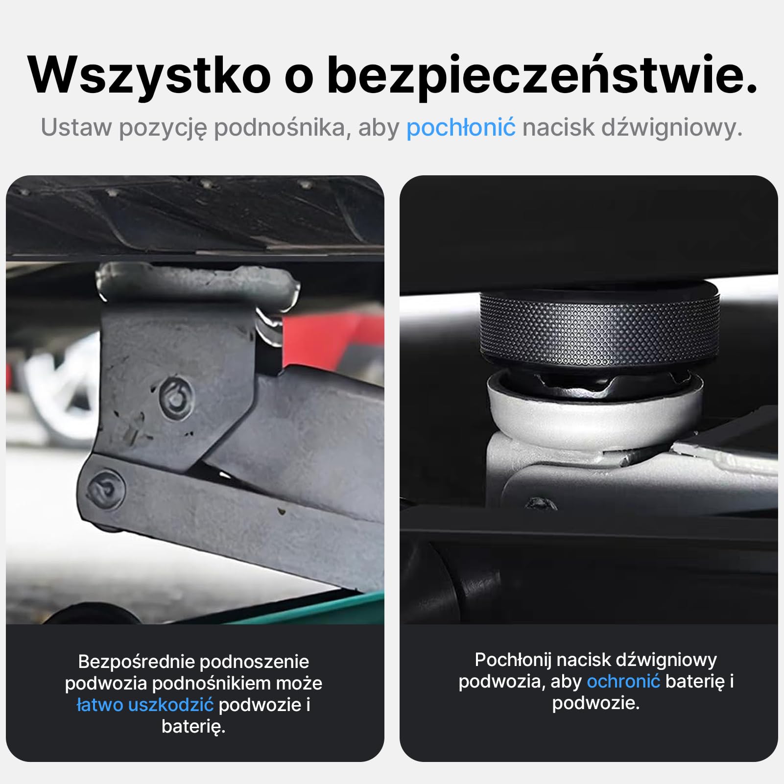Zestaw 4 Podkładek Podnoszących do Tesli Model S 3 X Y (2016-2026 Highland/Juniper), Gumowe Podkładki do Podnośnika ze Schowkiem