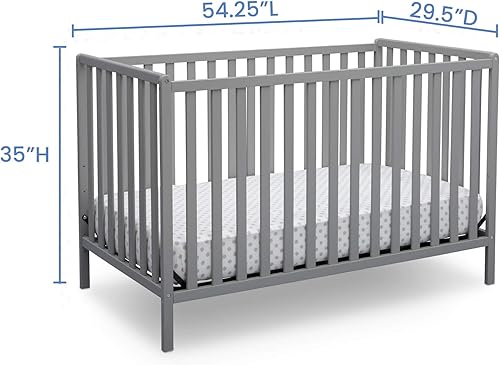 Miniatura 8 de Delta Children Heartland - Cuna convertible 4 en 1, color gris + Delta Children Twinkle Galaxy - Colchón de doble cara con núcleo de fibra reciclada
