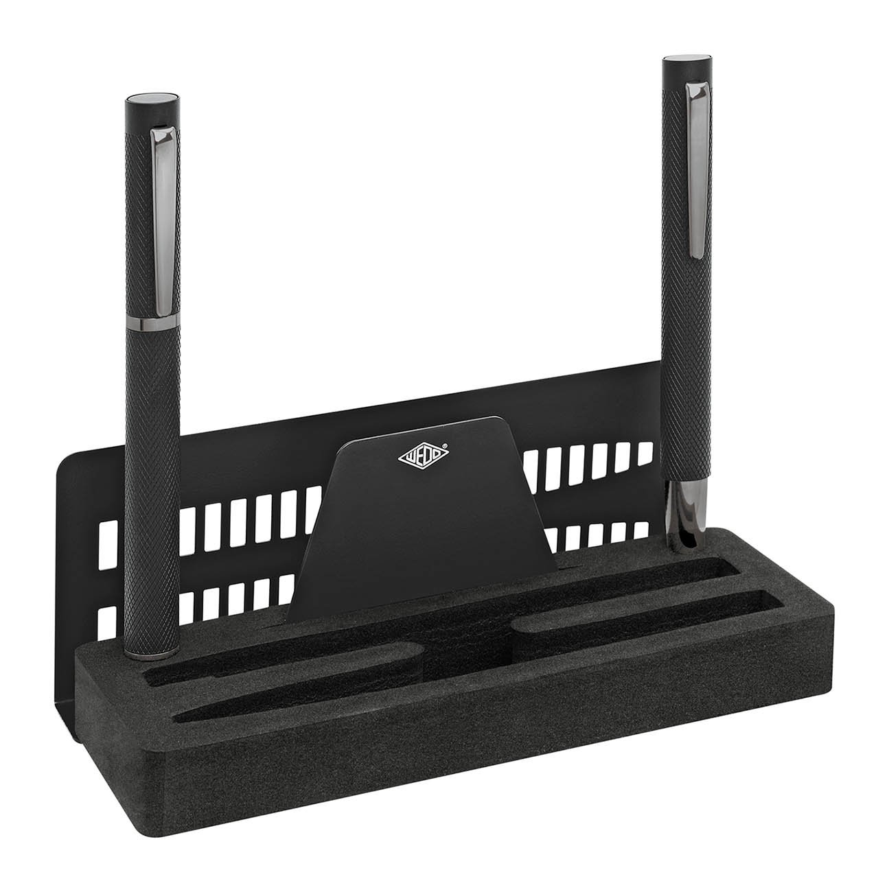 WEDO 26095301 Signero Schreibgeräte-Set Signero, Kugelschreiber und Füller IM Metalletui, Texturierter Aluminium-Schaft, gunmetal-Finish mit Ständerfunktion