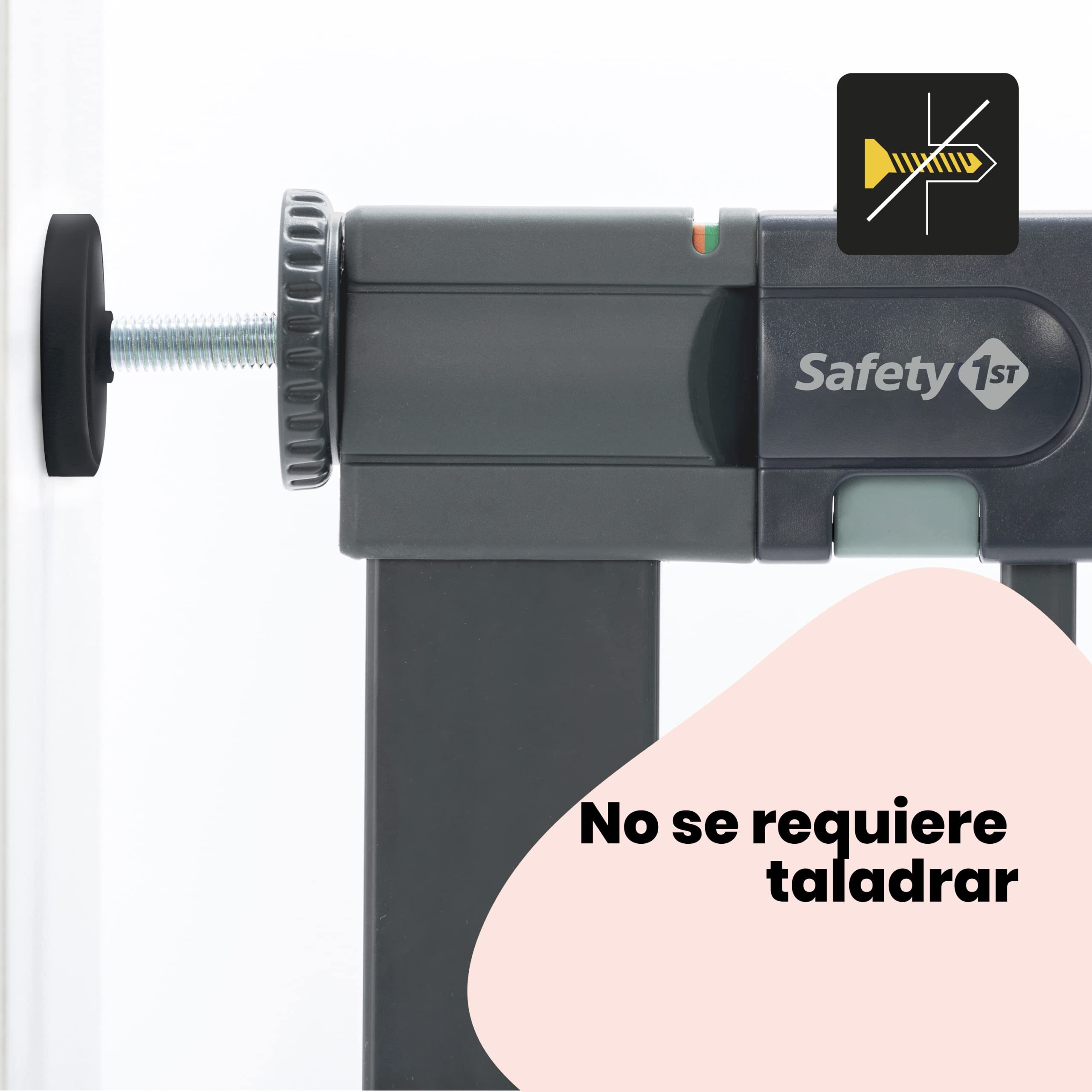 Safety 1st Easy Close Metal, Barrera Seguridad Niños Escalera Presión, 73–80cm (máx. 108cm), Valla Seguridad Infantil Fácil Cierre, Abre 1 Mano, Sin Tornillos (Sin Taladros), Doble Bloqueo, Negra
