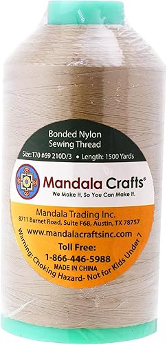 Miniatura 236 de Mandala Crafts Hilos de coser resistentes de nailon consolidado, hilo para tejer jeans de cuero, hilos de tapicería marina al aire libre, Beige
