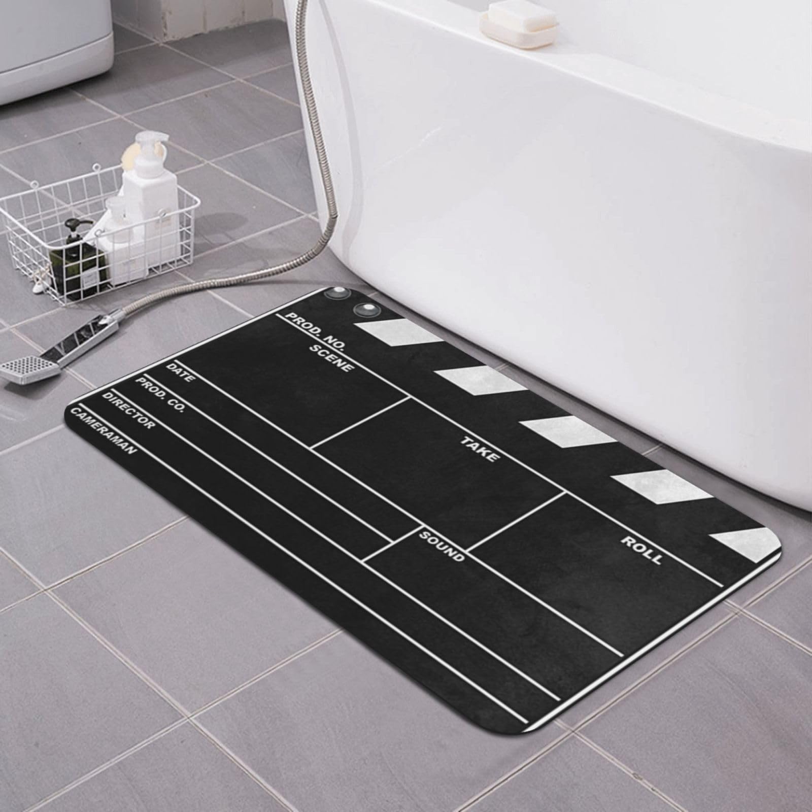 Tapis de bain séchage rapide fin et lavable avec dos en caoutchouc antidérapant