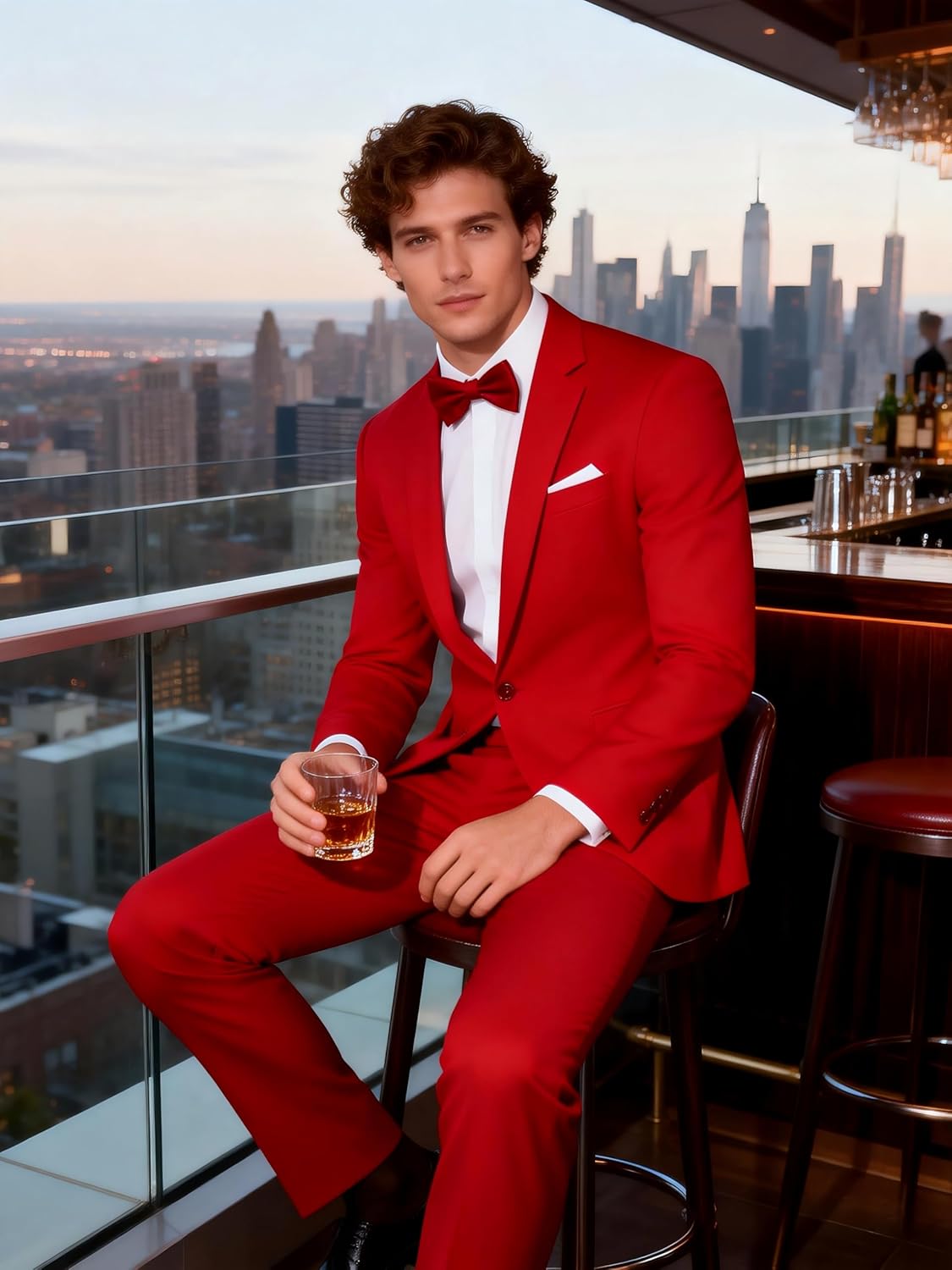 MOGU Mens Slim Fit Suit 2 Piece Tuxedo for Prom Business Wedding Dance (Suit Jacket + Pants) - Image 2