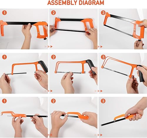 Miniatura 3 de Juego de sierra para metales, sierra de acero de 12 pulgadas con cuchillas reemplazables y inglete de metal, 3 piezas de sierras de mano (marco,