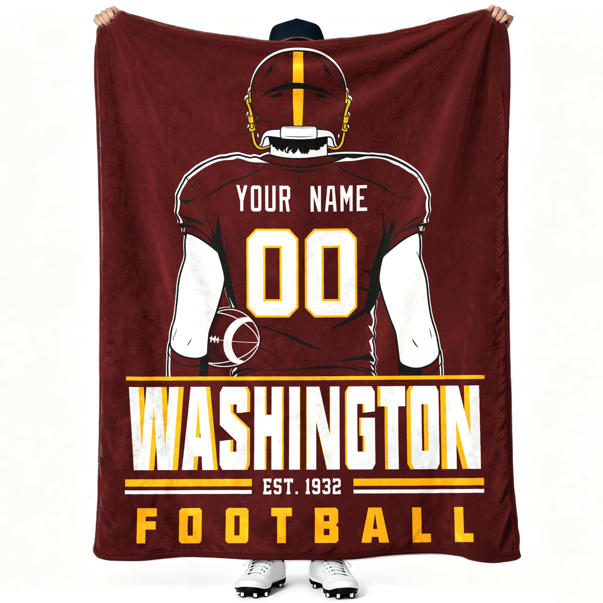 Wash1ngt0n Throw Blanket Personalized Name and Number Gifts for Men Women Kids Flannel Tapestry