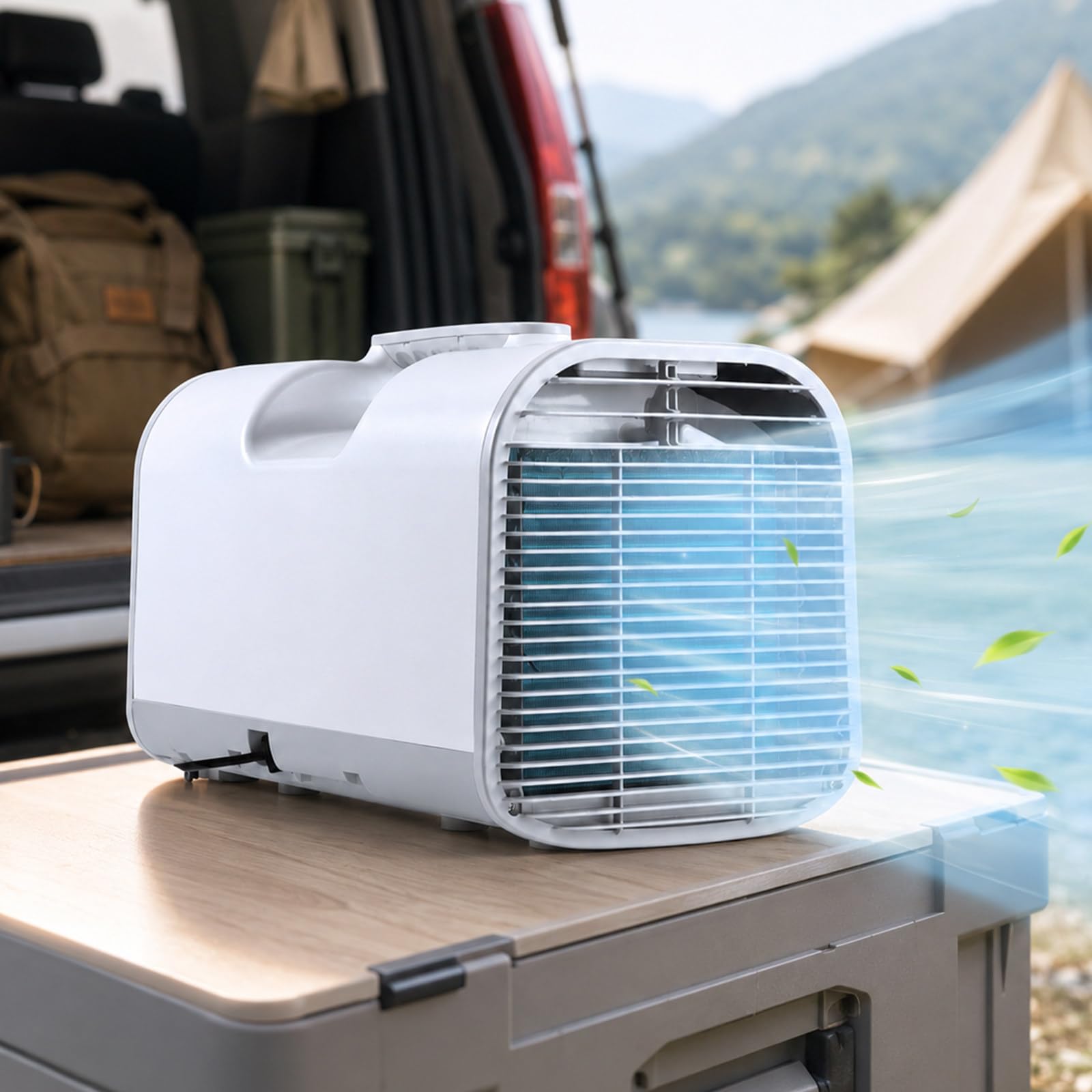 pealiritansemen Camping Air Conditioner 4777 BTU, Portable Compressor AC Unit with 16–32°C Temperature Control, 3 Fan Speeds, Remote Control and 12H Timer for Tent, Van and Caravan