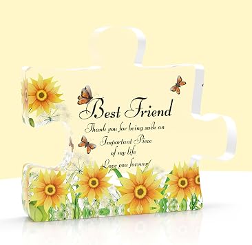 Friend Gifts for Women - 3.3x3.9 inch Acrylic Puzzle Plaque, Heartfelt Bestie Friendship Keepsake, Perfect for Birthday & Christmas