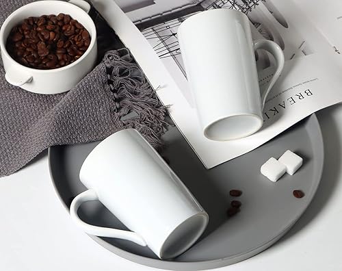 Miniatura 3 de Smilatte M099 - Tazas de café de 12 onzas para oficina y hogar, taza de cerámica de mármol para hombres y mujeres, juego de 4, color blanco