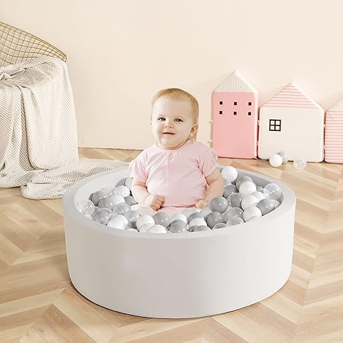 Miniatura 7 de Officefly Bola de espuma suave para piscina redonda para bebés y niños no incluye pelotas color gris claro