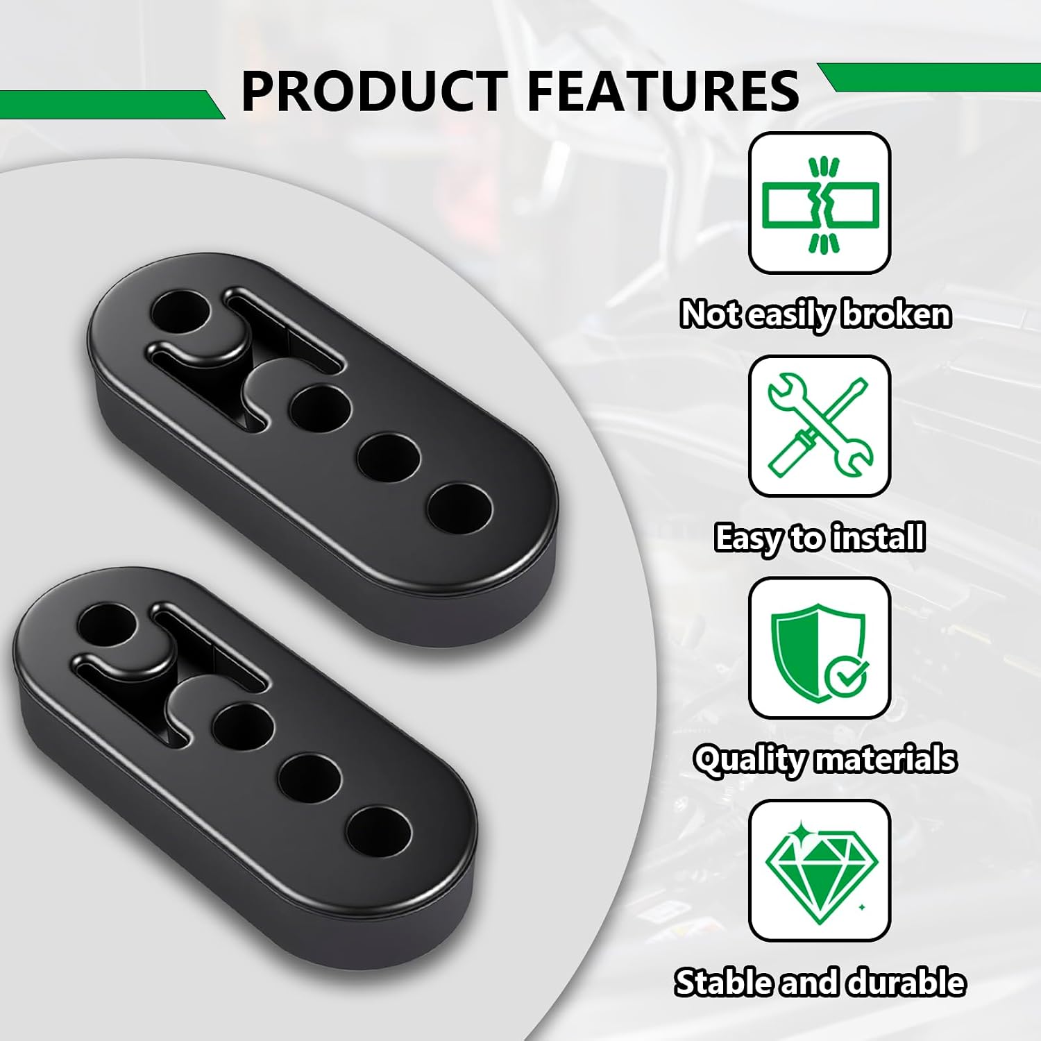 2PCS Exhaust Hanger,Rubber Muffler Hanger,4 Holes Adjustable Insulator Bushing Mount,High Temperature Resistant Shock Absorber Bracket,Mounting Bracket,Universal Exhaust Hanger for Most Vehicle
