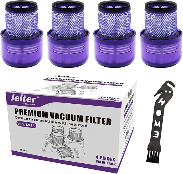 Jelter 4 Pack vacuum V11 filters compatible with Dyson V11 HEPA post filters replacement parts torque driver Animal #970013-02
