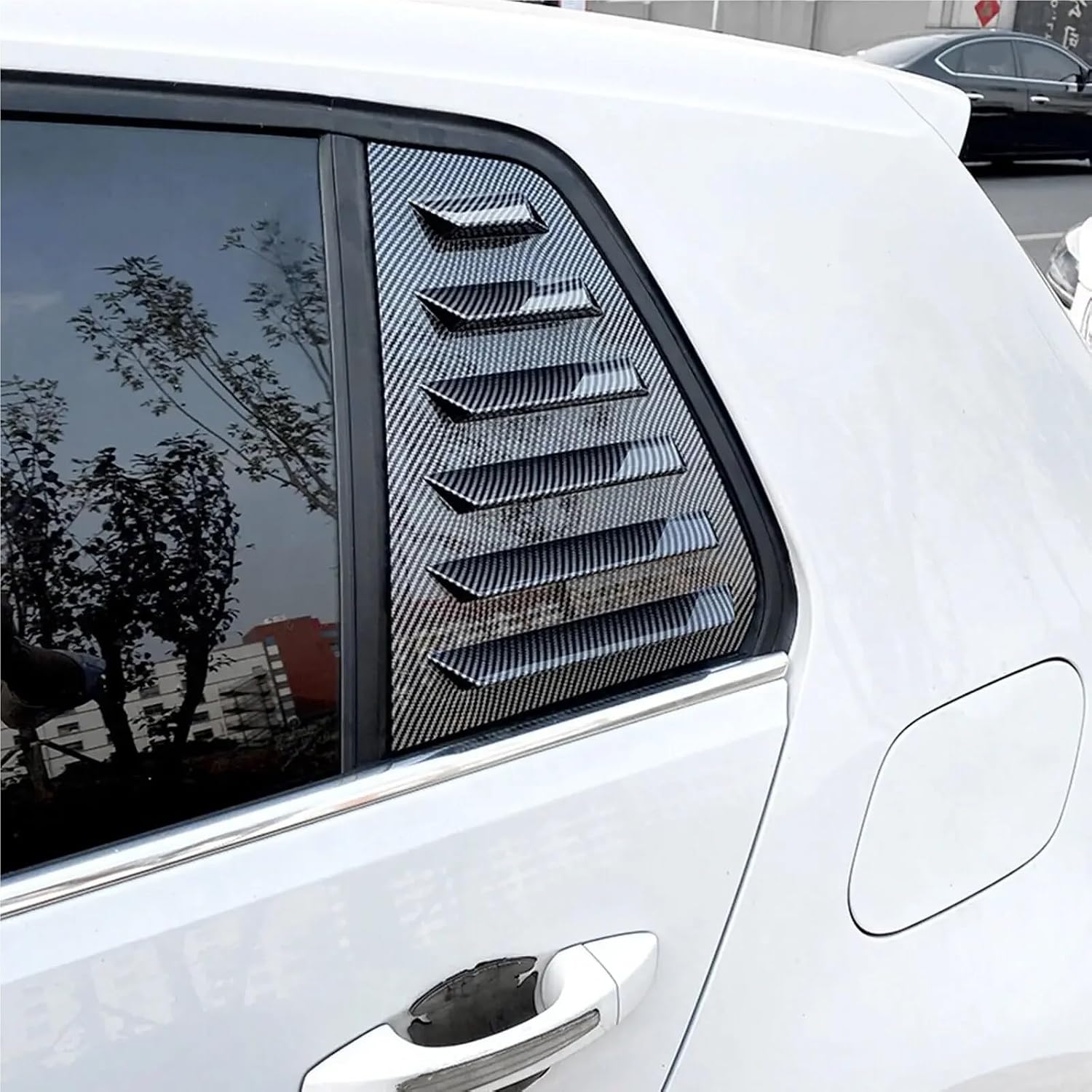 Shutter Cover Trim Sticker Vent Scoop ABS Carbon Fiber Black Auto