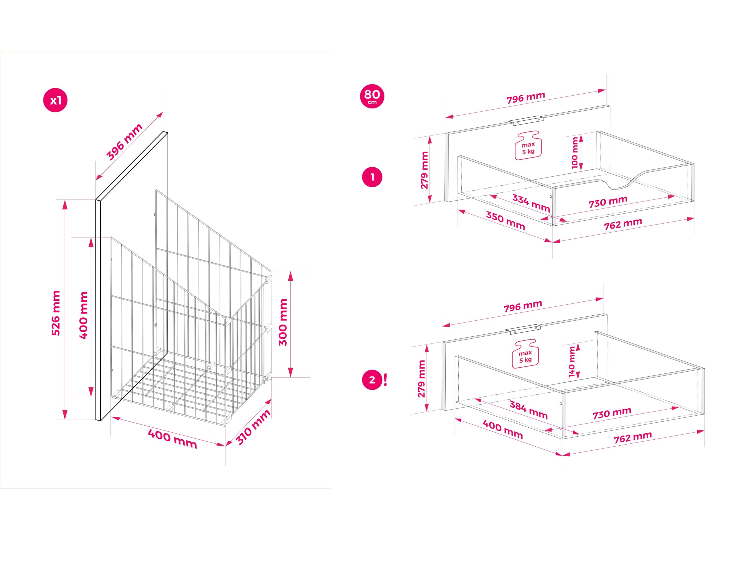 3xE Living Conjunto de Muebles de baño con cesto para Ropa y encimera, Tiradores Negros, Blanco/mármol Bianco, 120 x 46 x 57 cm